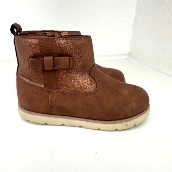 Munchkin Machine Washable Bow Detail Boots Brown Toddler Size 9 Durable Casual - Picture 2 of 7